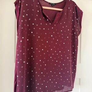 Elegant Burgundy Cap sleeved Top with Gold Details